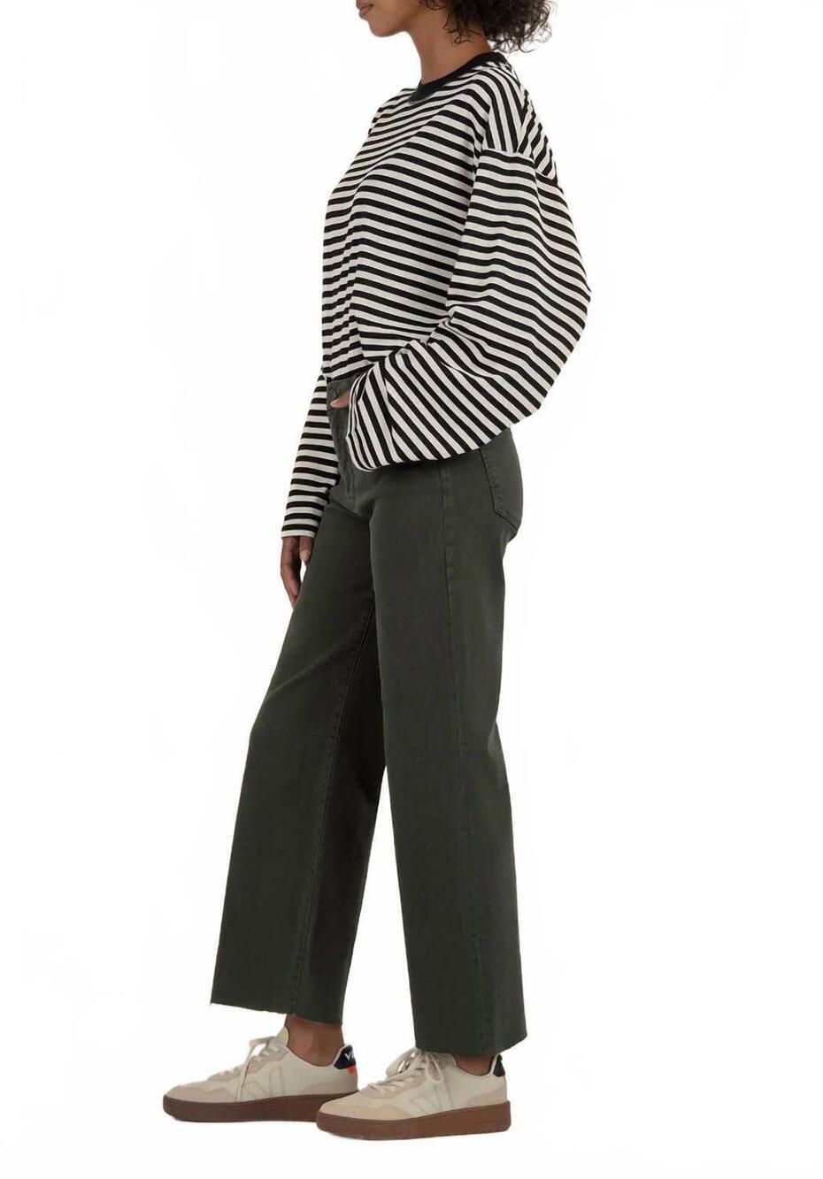 NEW KUT FROM THE KLOTH meg high rise fab ab wide leg jeans in sherwood forest - Picture 3 of 5